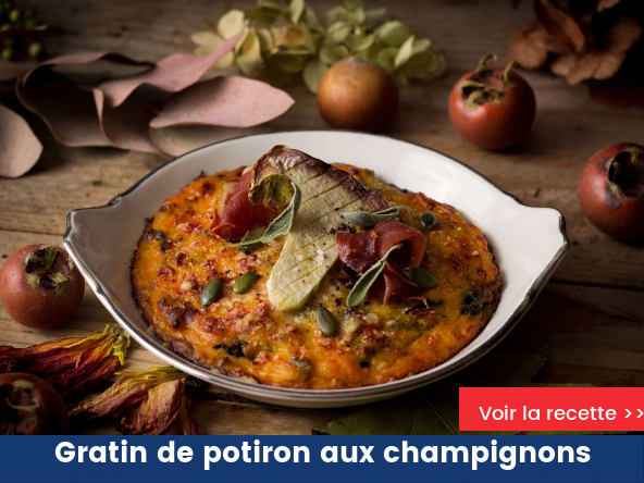 Gratin de potiron aux champignons
